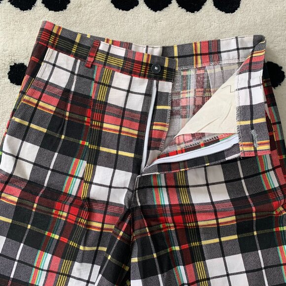 Vintage 70s Pleated High Rise Plaid Bermuda Trouser Shorts - Picture 3 of 10